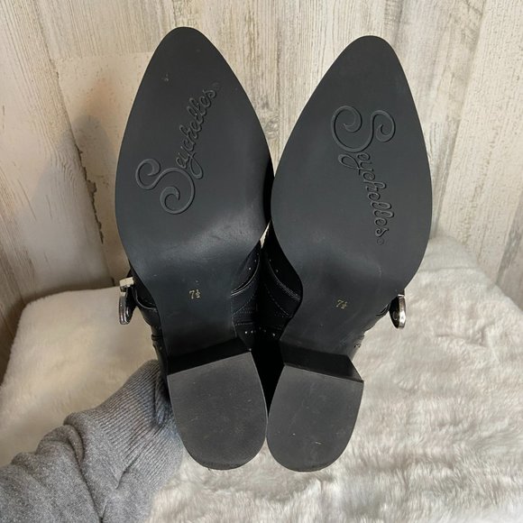 Seychelles Women's Size 7.5 Western Moto Mules Pointed Toe Slip On Heels Shoes - Picture 10 of 11